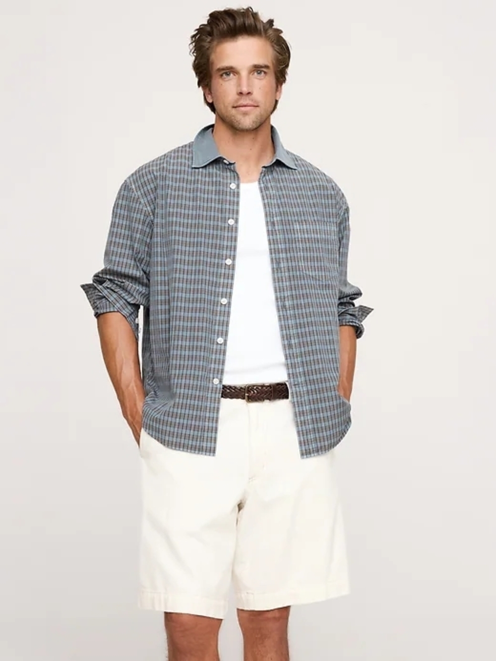 NWT Banana Republic Loose-Fit Washed Cotton Poplin Shirt Sz M